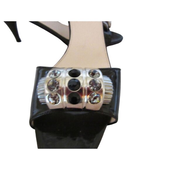 Prada Bronze Patent Calzature Donna Heels W/ Rhinestones Size 39.5 w Box Bag - Picture 4 of 8